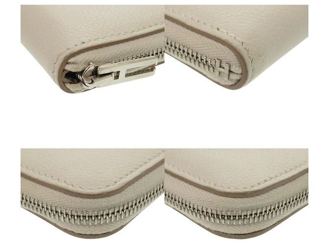 Billetera de tarjeta de cuero Evergrain gris Hermès Castaño - vista 4