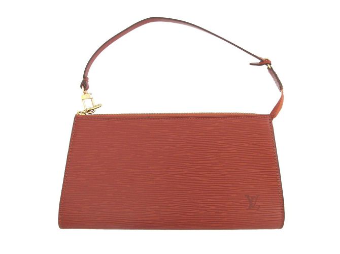 Pochette in pelle Epi Louis Vuitton Marrone - vista 3