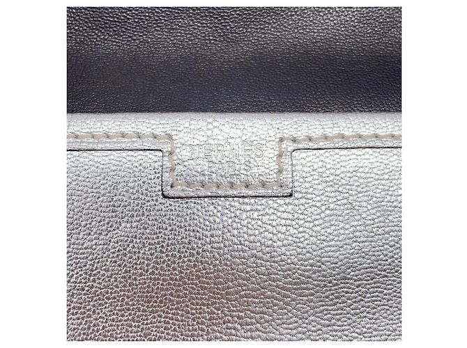 Borsa Clutch Hermès Jige Elan in Capra Mysore Argento - vista 15
