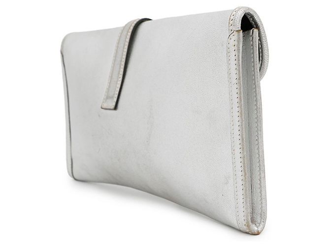 Borsa Clutch Hermès Jige Elan in Capra Mysore Argento - vista 2
