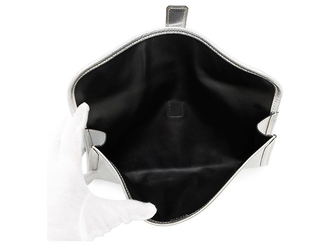Borsa Clutch Hermès Jige Elan in Capra Mysore Argento - vista 5