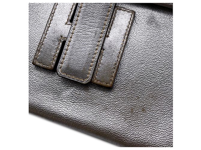 Borsa Clutch Hermès Jige Elan in Capra Mysore Argento - vista 6