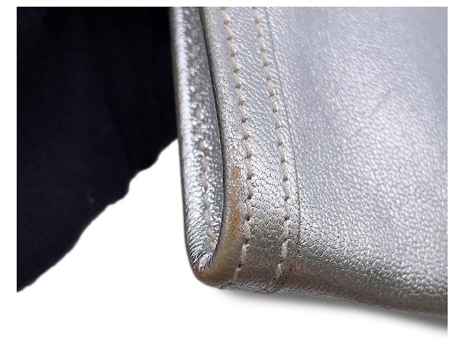 Borsa Clutch Hermès Jige Elan in Capra Mysore Argento - vista 7