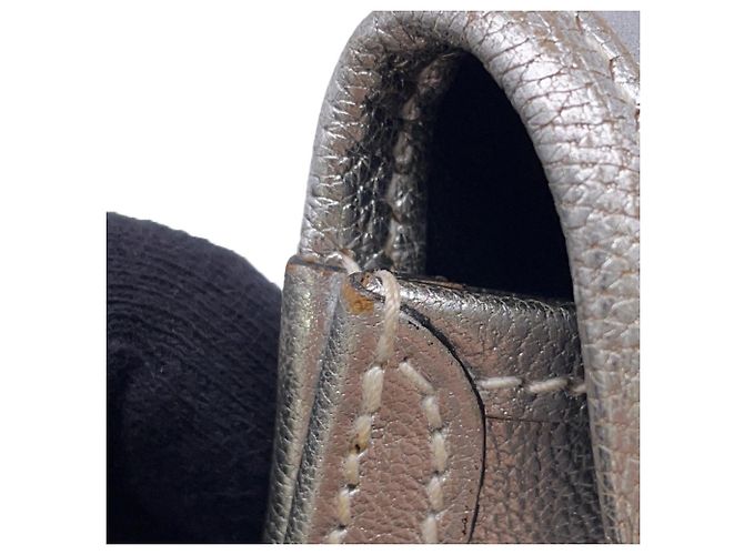 Borsa Clutch Hermès Jige Elan in Capra Mysore Argento - vista 8