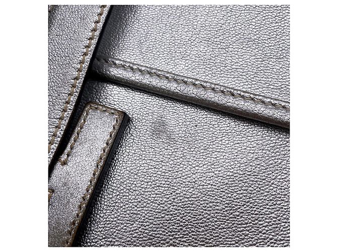 Borsa Clutch Hermès Jige Elan in Capra Mysore Argento - vista 9