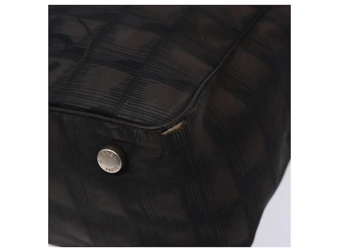 CHANEL Nuova Borsa Tote da Viaggio Nylon Marrone Scuro Nero CC Auth BA4258 - vista 10