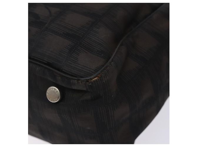 CHANEL Nuova Borsa Tote da Viaggio Nylon Marrone Scuro Nero CC Auth BA4258 - vista 15