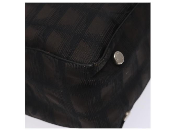 CHANEL Nuova Borsa Tote da Viaggio Nylon Marrone Scuro Nero CC Auth BA4258 - vista 16