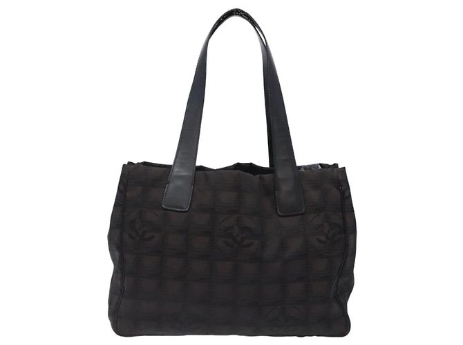 CHANEL Nuova Borsa Tote da Viaggio Nylon Marrone Scuro Nero CC Auth BA4258 - vista 2