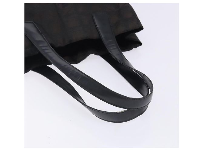 CHANEL Nuova Borsa Tote da Viaggio Nylon Marrone Scuro Nero CC Auth BA4258 - vista 7