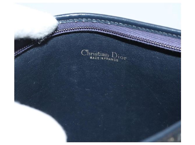 Borsa a Spalla in Tela Trotter Christian Dior Blu Navy Oro Auth 132631 D'oro - vista 11