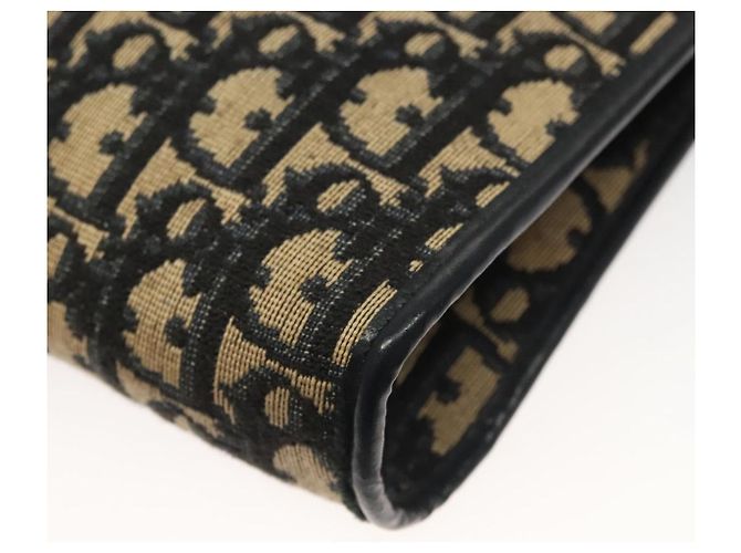 Borsa a Spalla in Tela Trotter Christian Dior Blu Navy Oro Auth 132631 D'oro - vista 16