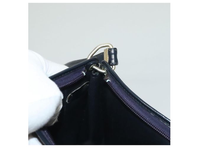 Borsa a Spalla in Tela Trotter Christian Dior Blu Navy Oro Auth 132631 D'oro - vista 19