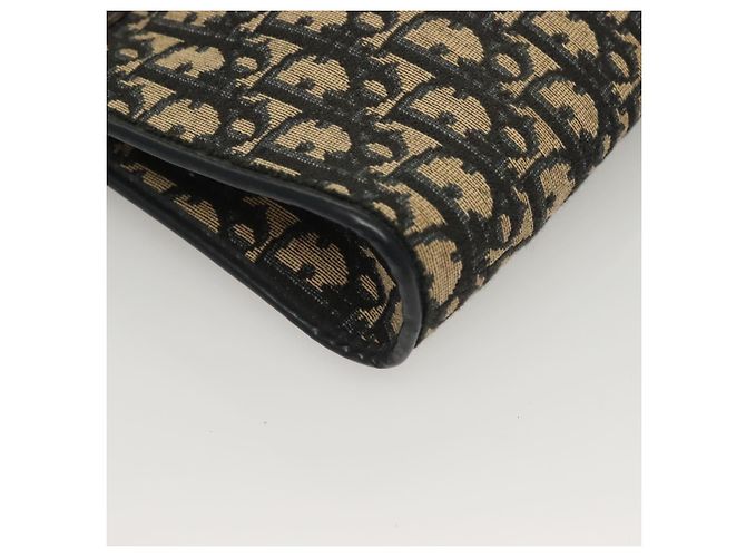 Borsa a Spalla in Tela Trotter Christian Dior Blu Navy Oro Auth 132631 D'oro - vista 9