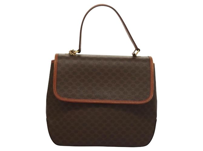 Céline Borsa a mano in tela Macadam CELINE in pelle PVC 2 in 1 marrone oro Auth 132850 D'oro - vista 13
