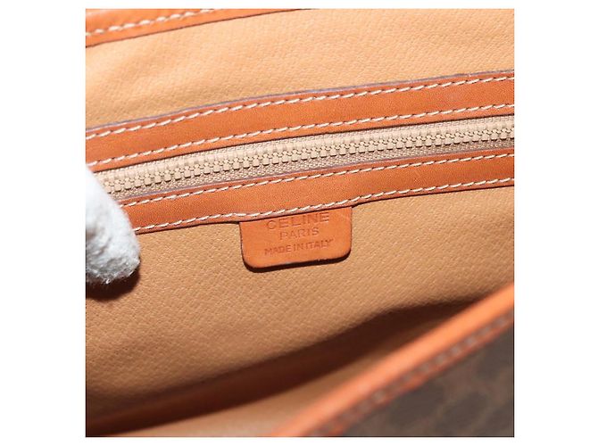 Céline Borsa a mano in tela Macadam CELINE in pelle PVC 2 in 1 marrone oro Auth 132850 D'oro - vista 19