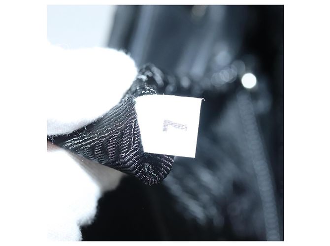 PRADA Bolsa de mão em nylon preto prata Auth sw1295 - vista 11
