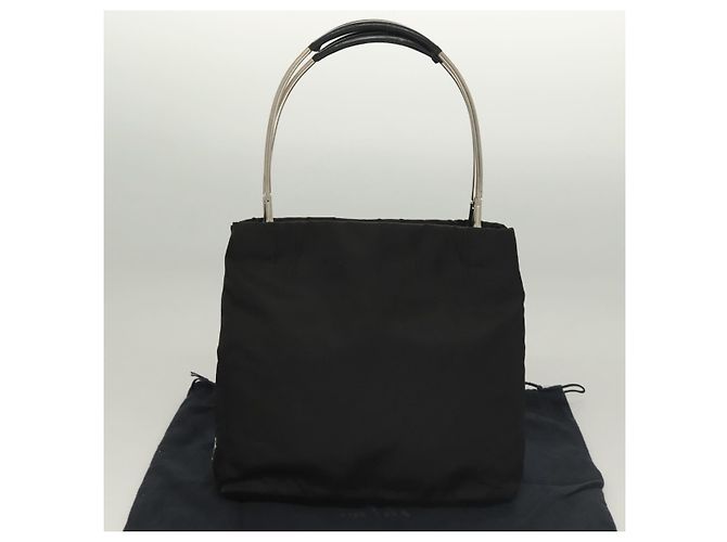 PRADA Bolsa de mão em nylon preto prata Auth sw1295 - vista 12