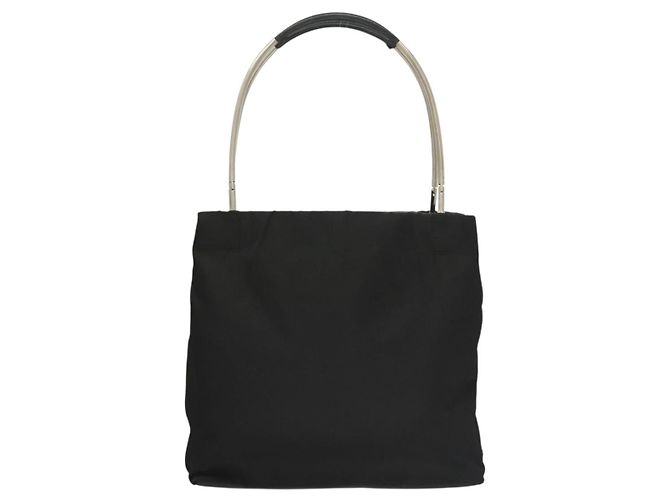 PRADA Bolsa de mão em nylon preto prata Auth sw1295 - vista 13