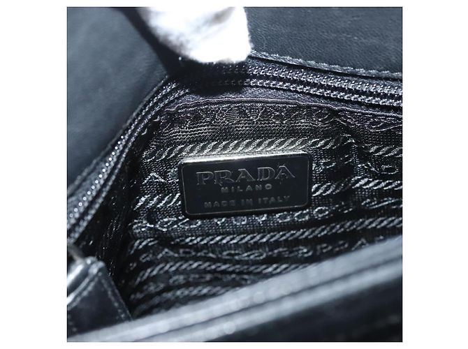 PRADA Bolsa de mão em nylon preto prata Auth sw1295 - vista 18