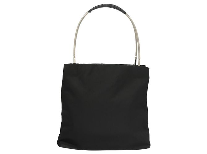 PRADA Bolsa de mão em nylon preto prata Auth sw1295 - vista 2