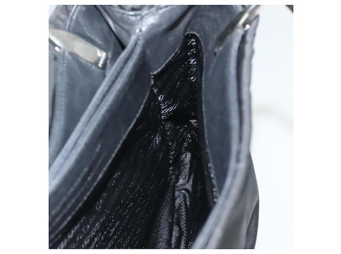 PRADA Bolsa de mão em nylon preto prata Auth sw1295 - vista 23