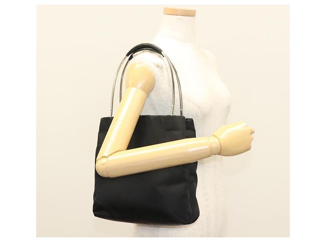PRADA Bolsa de mão em nylon preto prata Auth sw1295 - vista 26