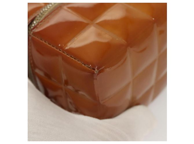 POCHETTE CUBE CHANEL CHOCO BAR Pelle verniciata Marrone Argento CC Auth mr1474 - vista 14