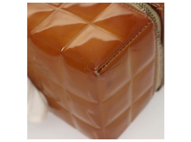POCHETTE CUBE CHANEL CHOCO BAR Pelle verniciata Marrone Argento CC Auth mr1474 - vista 15