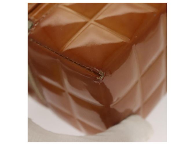 POCHETTE CUBE CHANEL CHOCO BAR Pelle verniciata Marrone Argento CC Auth mr1474 - vista 16