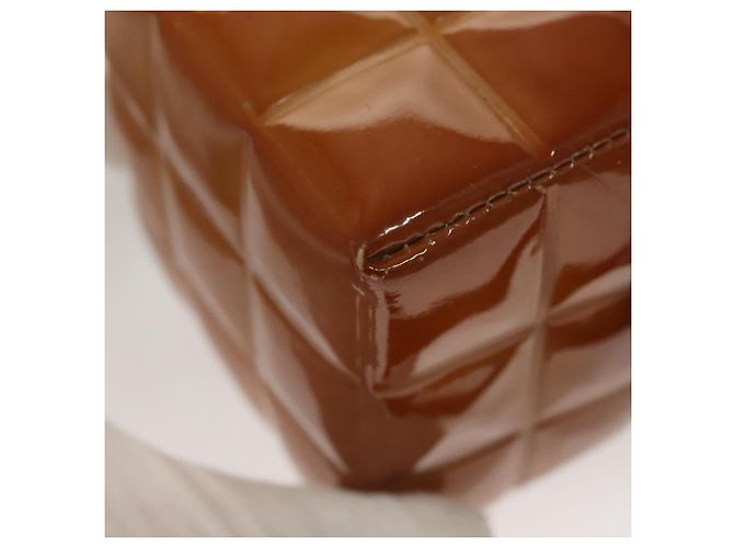 POCHETTE CUBE CHANEL CHOCO BAR Pelle verniciata Marrone Argento CC Auth mr1474 - vista 8