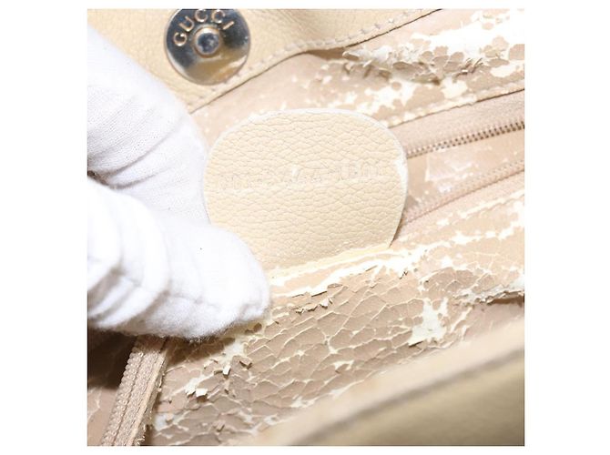 Borsa a Spalla in Pelle Beige Oro GUCCI 001 3444 1801 Auth 132039 - vista 12
