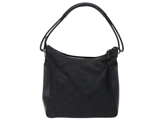 Borsa a Spalla GG Canvas Gucci Nylon Nero Argento 001 3766 Auth BA4115 - vista 2