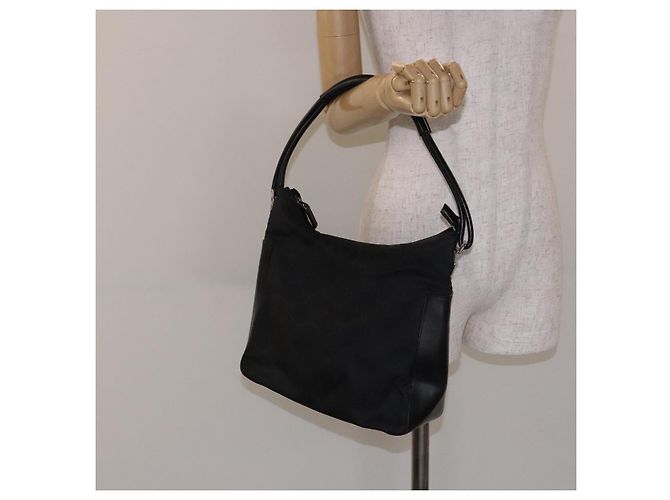 Borsa a Spalla GG Canvas Gucci Nylon Nero Argento 001 3766 Auth BA4115 - vista 22