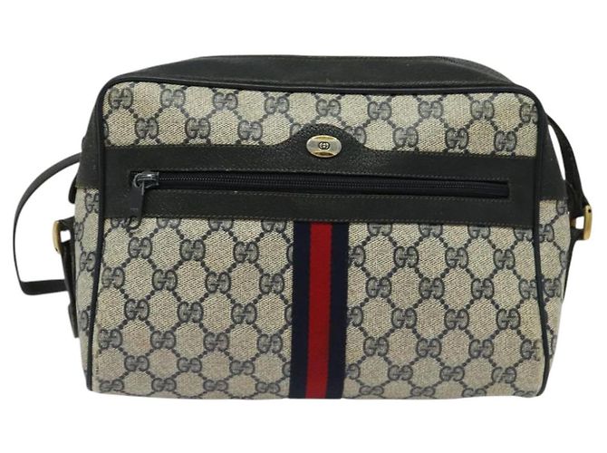 Borsa a Spalla Gucci GG Supreme Sherry Line PVC Blu Navy Oro 98 02 005 Auth BA4122 D'oro - vista 13