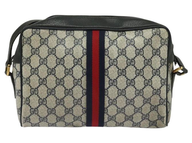Borsa a Spalla Gucci GG Supreme Sherry Line PVC Blu Navy Oro 98 02 005 Auth BA4122 D'oro - vista 2