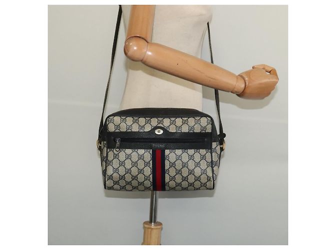 Borsa a Spalla Gucci GG Supreme Sherry Line PVC Blu Navy Oro 98 02 005 Auth BA4122 D'oro - vista 21