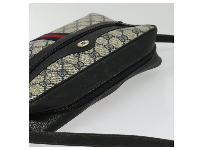 Borsa a Spalla Gucci GG Supreme Sherry Line PVC Blu Navy Oro 98 02 005 Auth BA4122 D'oro - vista 6