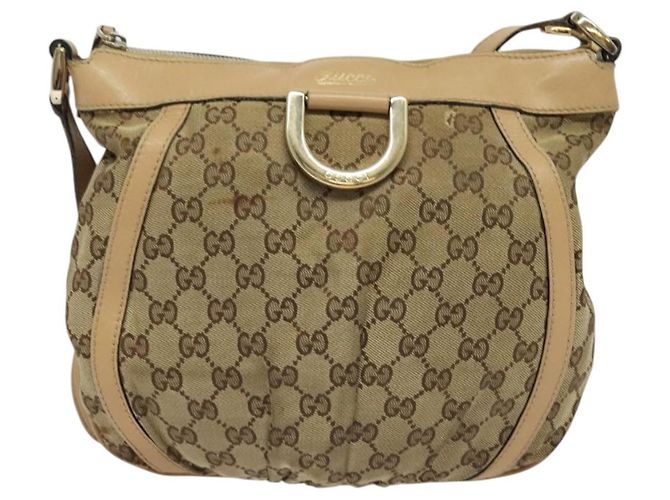 Borsa a Spalla GG Canvas Gucci Beige Oro 203257 Auth 134640 D'oro - vista 13
