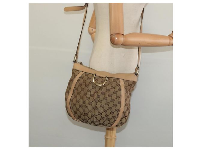 Borsa a Spalla GG Canvas Gucci Beige Oro 203257 Auth 134640 D'oro - vista 21