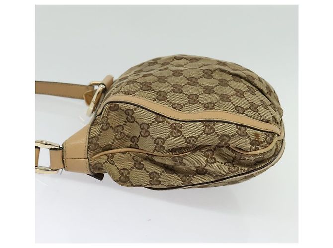 Borsa a Spalla GG Canvas Gucci Beige Oro 203257 Auth 134640 D'oro - vista 3