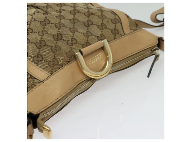 Borsa a Spalla GG Canvas Gucci Beige Oro 203257 Auth 134640 D'oro - vista 6