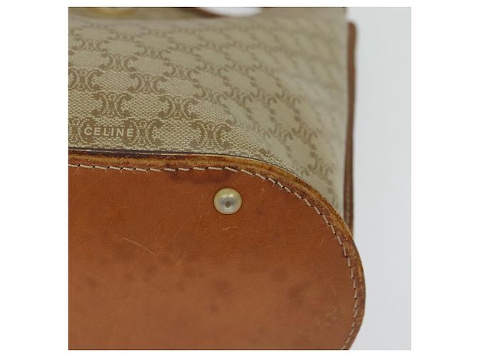 Céline Borsa a Spalla in Tela Macadam CELINE PVC Beige Oro Auth 132542 D'oro - vista 14