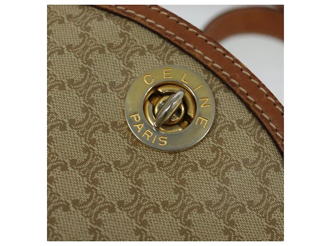 Céline Borsa a Spalla in Tela Macadam CELINE PVC Beige Oro Auth 132542 D'oro - vista 17