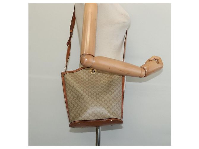 Céline Borsa a Spalla in Tela Macadam CELINE PVC Beige Oro Auth 132542 D'oro - vista 22