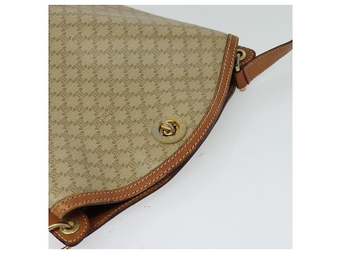 Céline Borsa a Spalla in Tela Macadam CELINE PVC Beige Oro Auth 132542 D'oro - vista 6