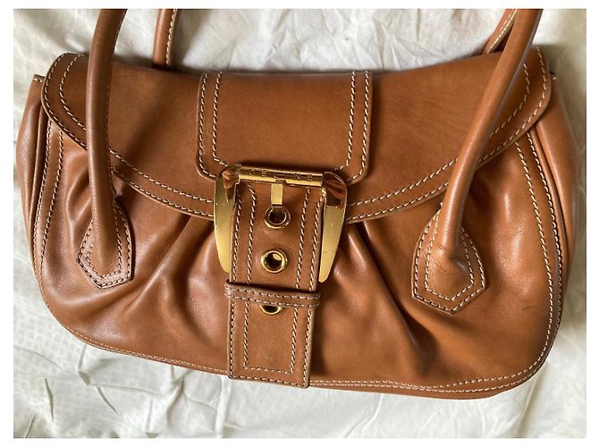 Borsa Céline in pelle color caramello - vista 2