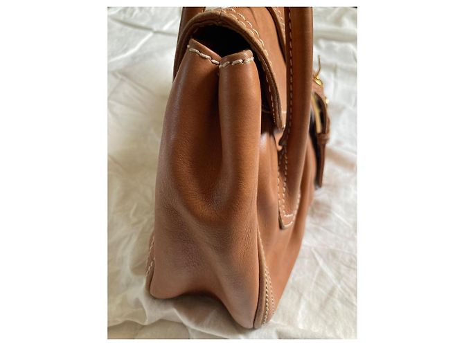 Borsa Céline in pelle color caramello - vista 4
