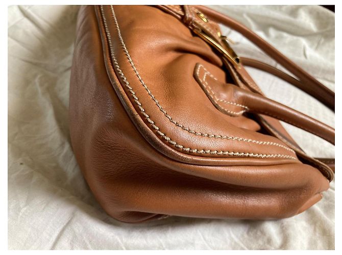 Borsa Céline in pelle color caramello - vista 7