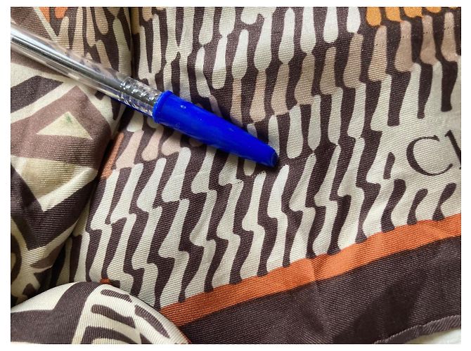 Foulard Christian Dior in seta marrone arancione beige - vista 7